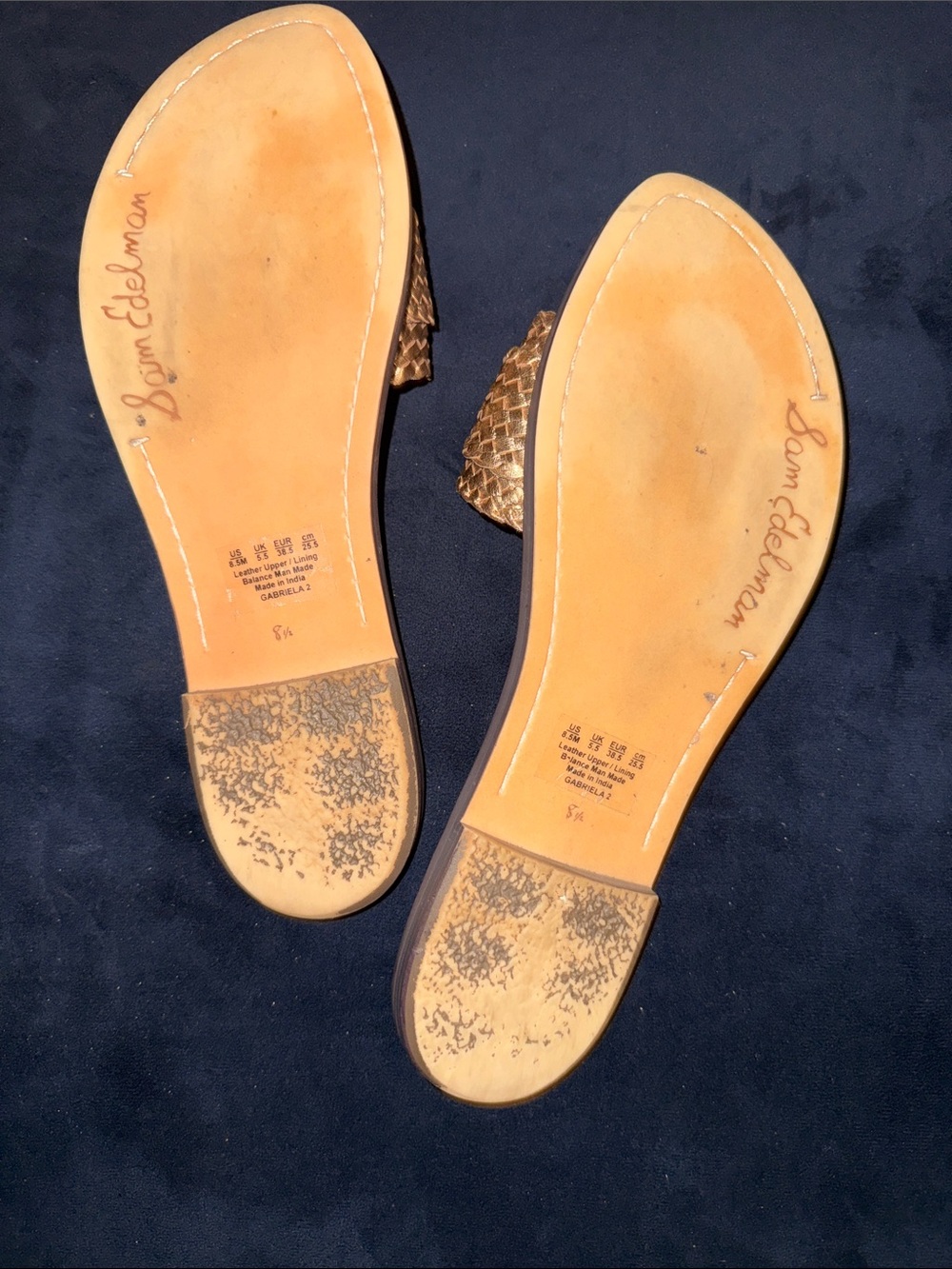 Sam Edelman Metallic Rose Gold Woven Buckle Slide - Picture 6 of 9